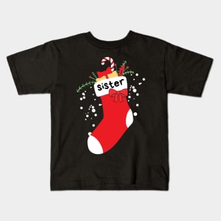 Christmas Stocking With Sister Label Kids T-Shirt